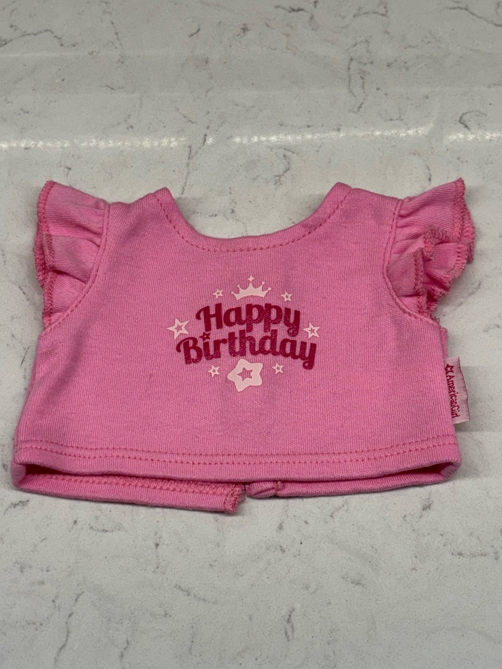 American Girl Pink Happy Birthday Ruffled Sleeve Top for Dolls